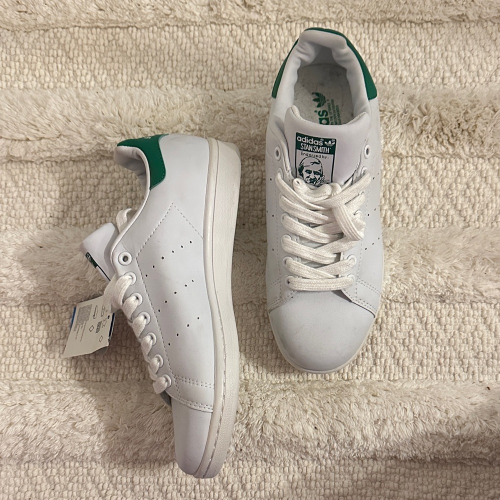 Adidas Stan Smith White and Green Sneakers